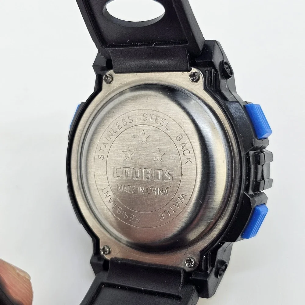 Men's Sport Digital Watch 44MM Black Plastic Bands New Battery‎